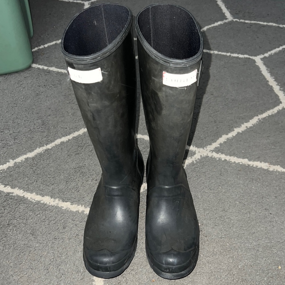 Hunter Kids Original Kids Unisex Gloss Black Boots Size 5 Boys 6 Girls